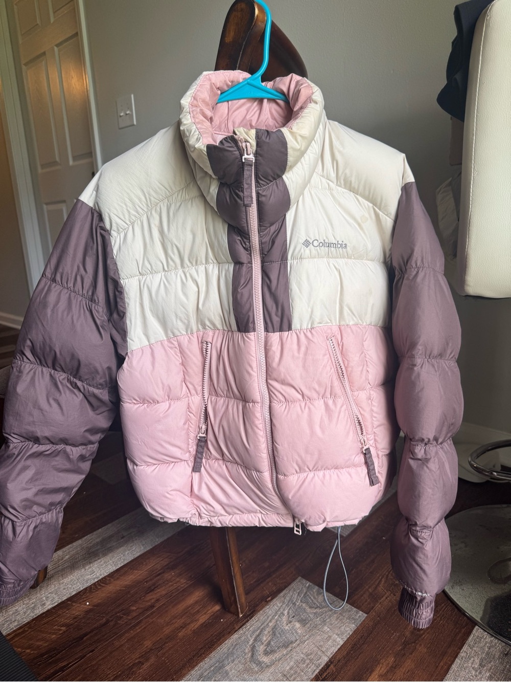 Columbia Girls Pink, Cream & Mauve Colorblock Puffer Jacket